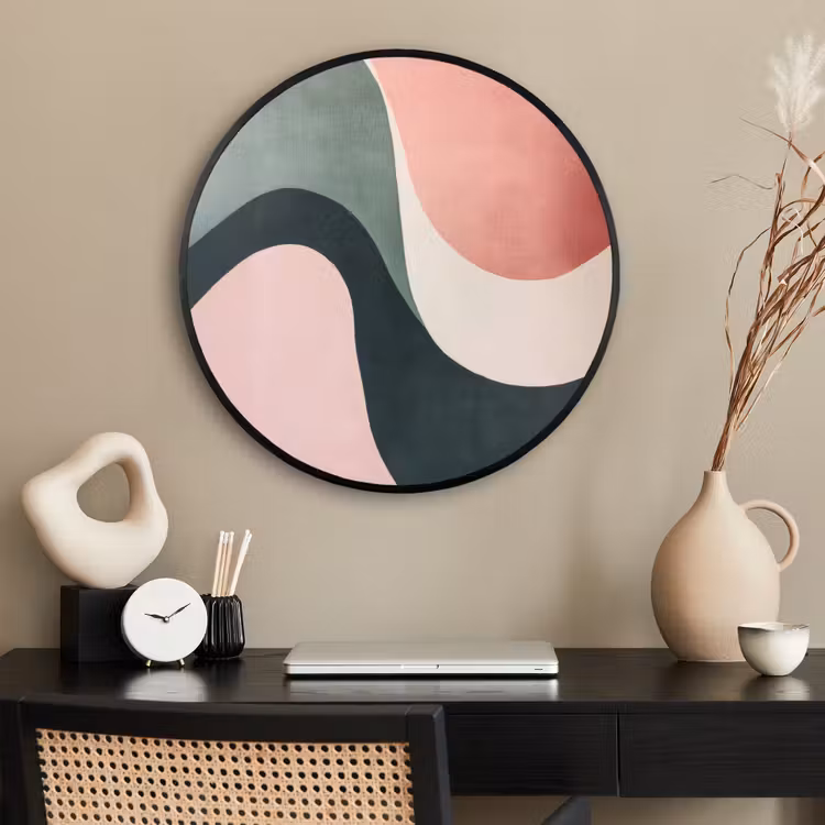 Ronde fotolijst - Abstract - Golven - Sierlijk - Roze — 2