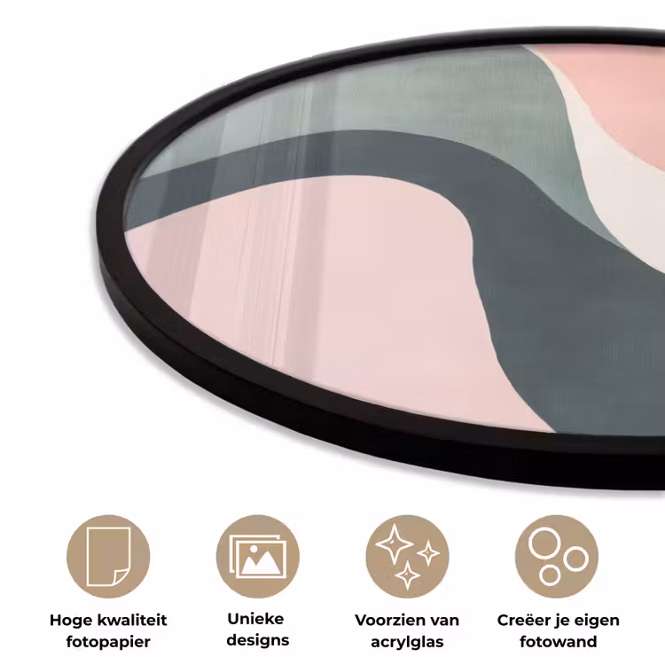 Ronde fotolijst - Abstract - Golven - Sierlijk - Roze — 5