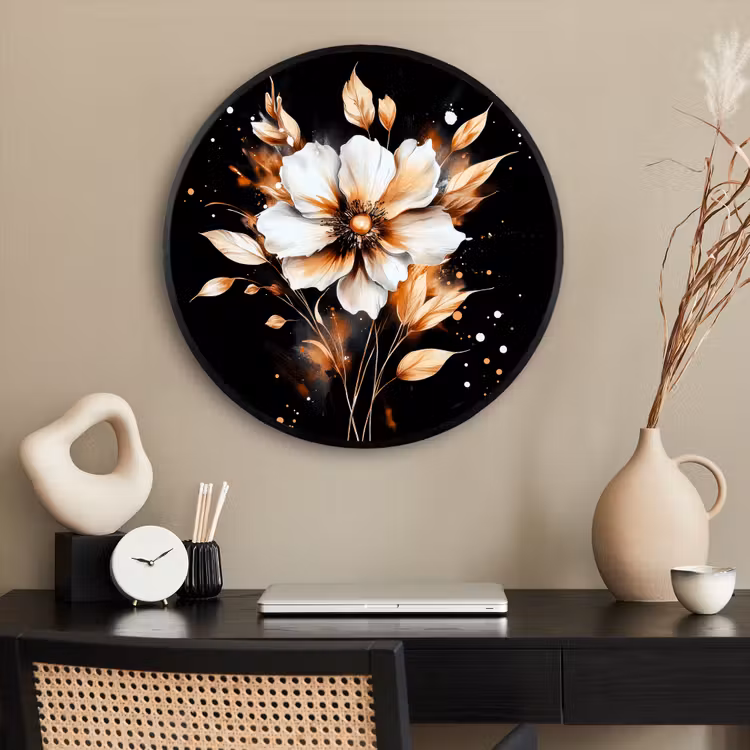 Ronde fotolijst - Bloem - Verf - Goud - Graffiti - Modern — 2