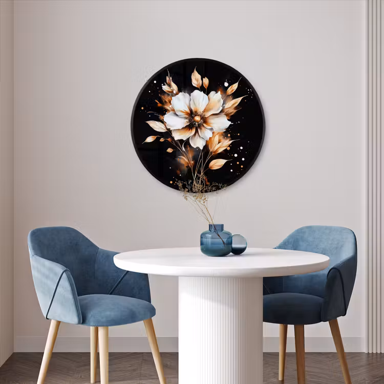 Ronde fotolijst - Bloem - Verf - Goud - Graffiti - Modern — 3