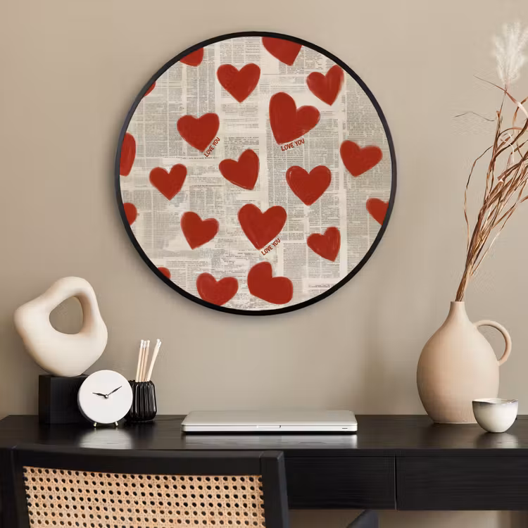 Ronde fotolijst - Hartjes - Krant - Loveyou — 2