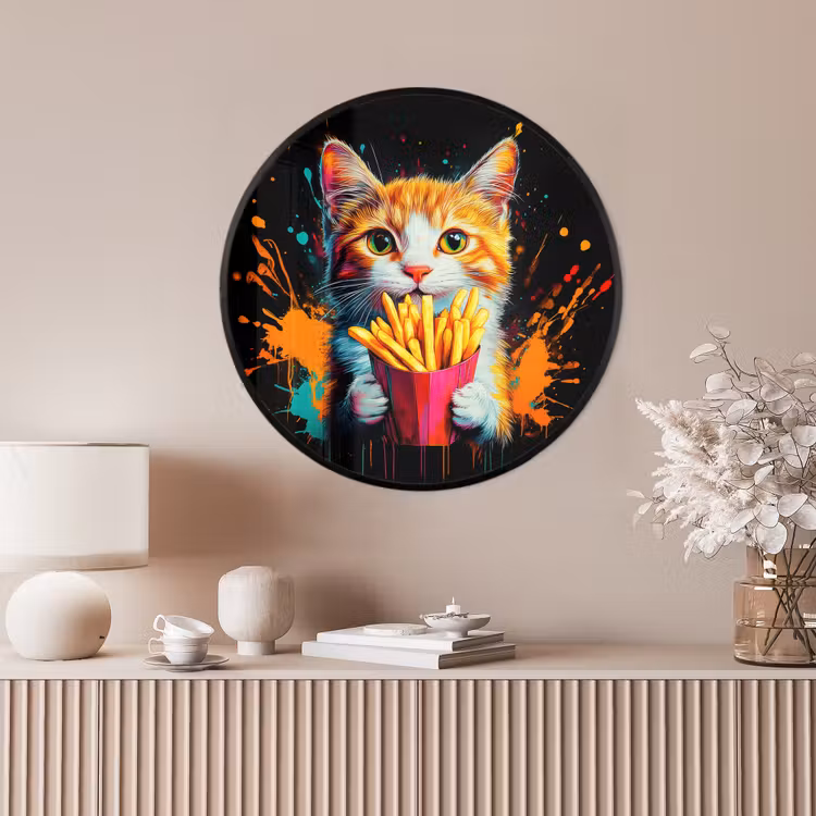 Ronde fotolijst - Kat - Eten - Patat - Graffiti - Abstract — 4