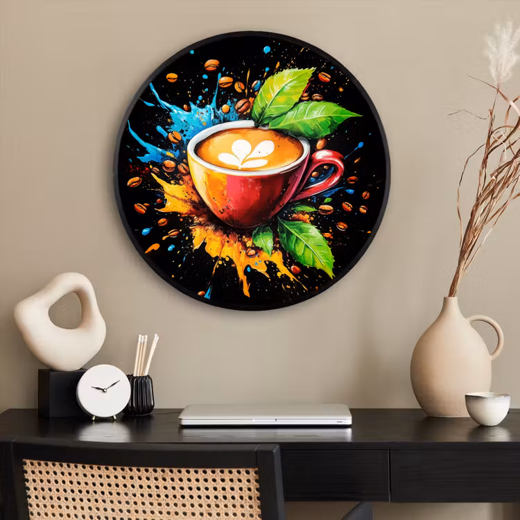 Ronde fotolijst - Koffie - Graffiti - Drinken - Abstract — 2