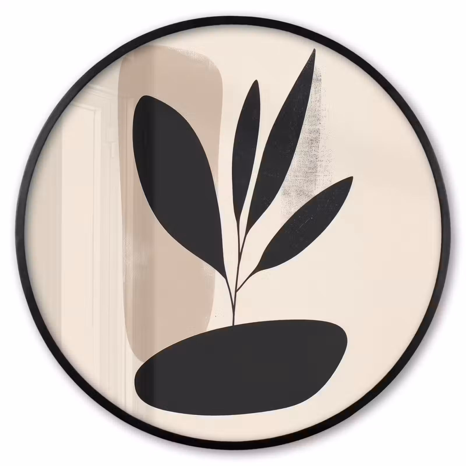 Ronde fotolijst - Plant - Beige - Japandi — 1