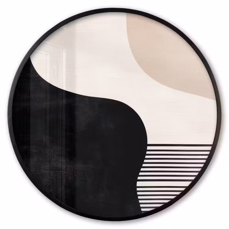 Ronde fotolijst - Abstract - Japandi - Beige - Modern — 1