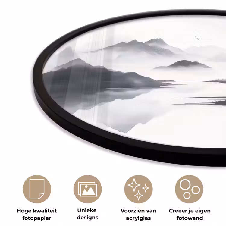 Ronde fotolijst - Bergen - Mistig - Water - Wit — 5