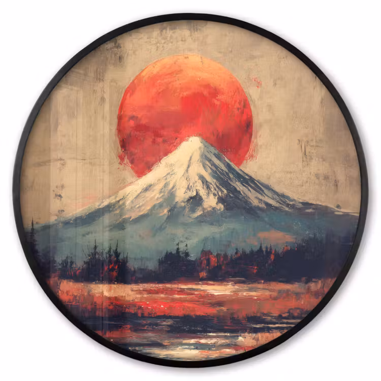 Ronde fotolijst - Bergtop - Sneeuw - Zon — 1