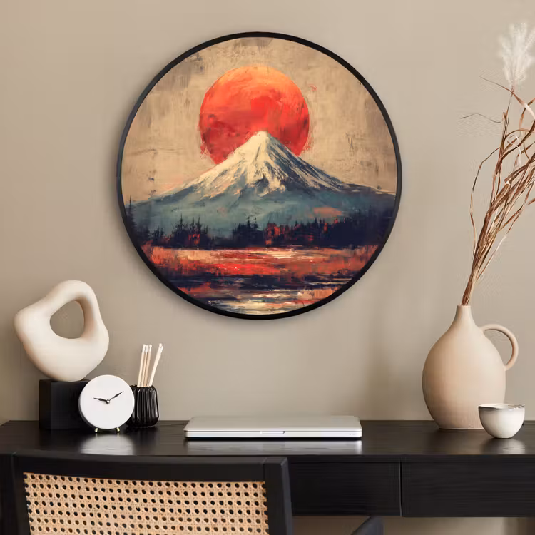 Ronde fotolijst - Bergtop - Sneeuw - Zon — 2