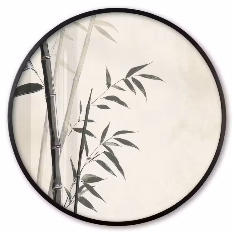 Ronde fotolijst - Japandi - Bamboe - Beige — 1
