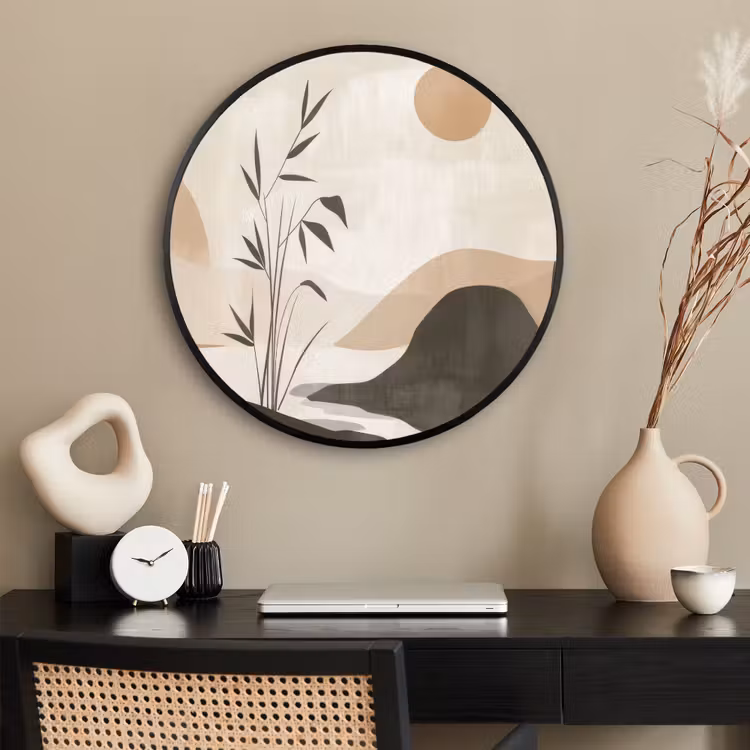 Ronde fotolijst - Japandi - Landschap - Beige — 2