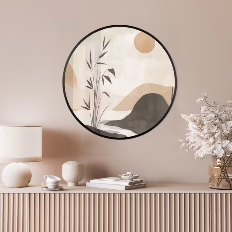 Ronde fotolijst - Japandi - Landschap - Beige — 4