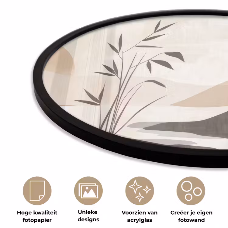 Ronde fotolijst - Japandi - Landschap - Beige — 5
