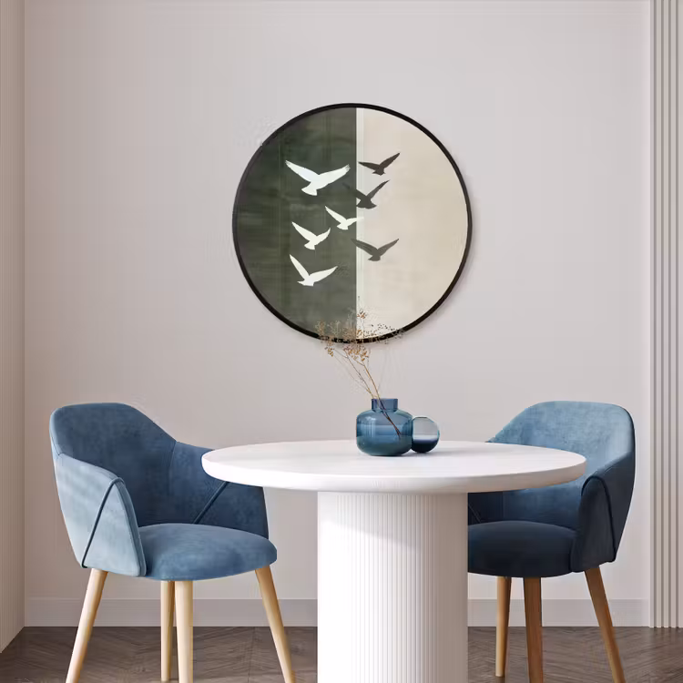 Ronde fotolijst - Japandi - Vogel - Groen — 3