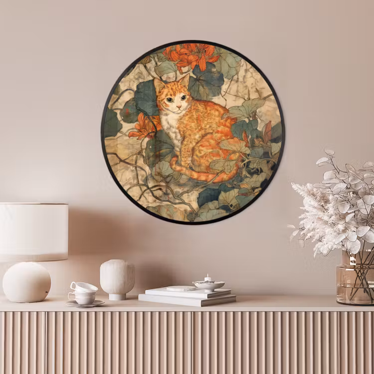 Ronde fotolijst - Kat - Sierlijk - Bloemen — 4