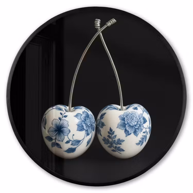 Ronde fotolijst - Kersen - Delfts blauw - Fruit — 1