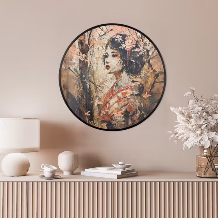 Ronde fotolijst - Kimono - Vrouw - kersenbomen — 4