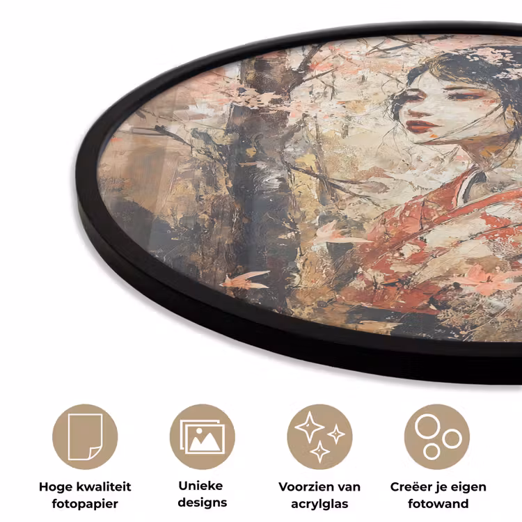Ronde fotolijst - Kimono - Vrouw - kersenbomen — 5