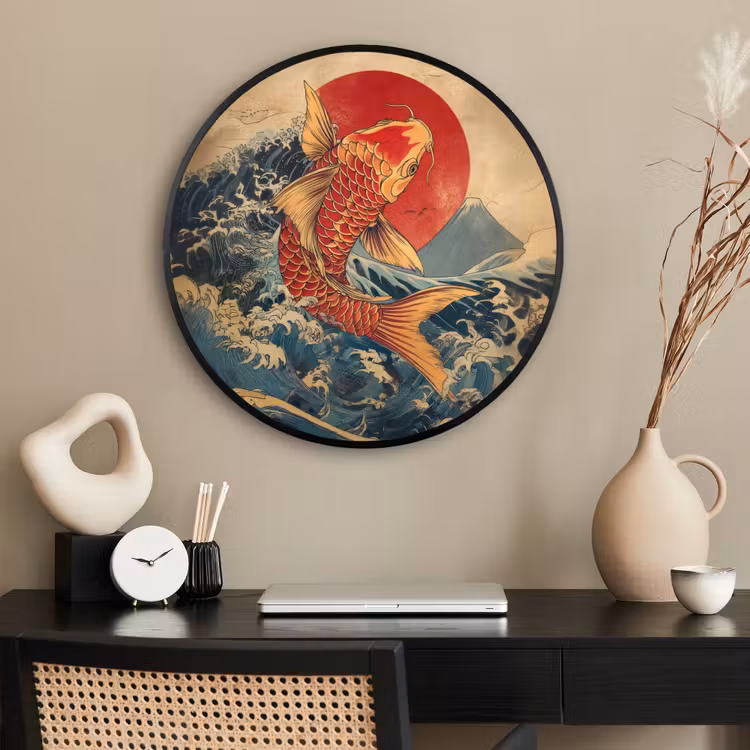 Ronde fotolijst - Koi - Zee - Golven - Zon — 2