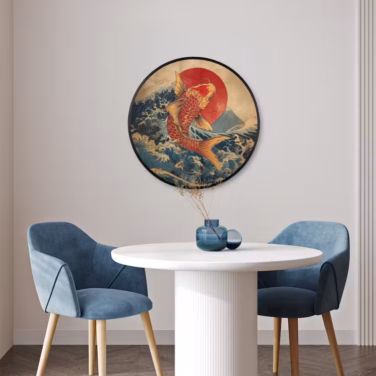 Ronde fotolijst - Koi - Zee - Golven - Zon — 3