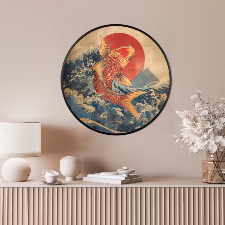 Ronde fotolijst - Koi - Zee - Golven - Zon — 4