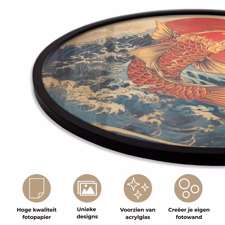 Ronde fotolijst - Koi - Zee - Golven - Zon — 5