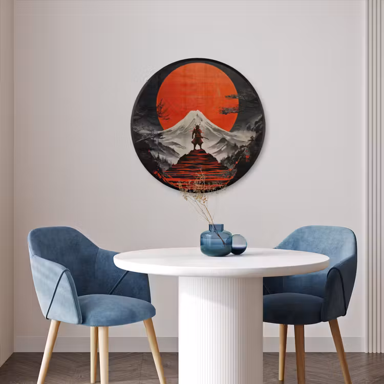 Ronde fotolijst - Krijger - Rode trappen - Zon - Berg — 3