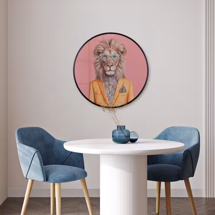 Ronde fotolijst - Leeuw - Pak - Geruit - Bril — 3