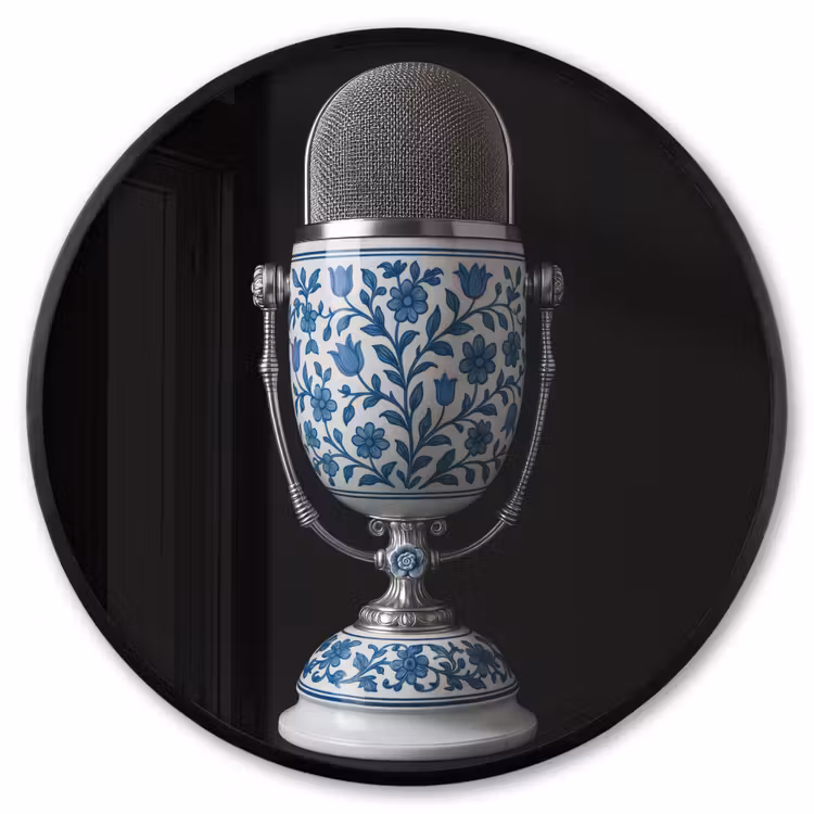 Ronde fotolijst - Microfoon - Delfts blauw - Muziek — 1