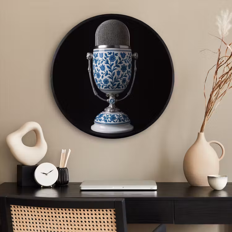 Ronde fotolijst - Microfoon - Delfts blauw - Muziek — 2