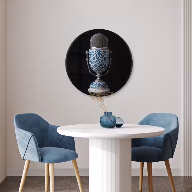Ronde fotolijst - Microfoon - Delfts blauw - Muziek — 3