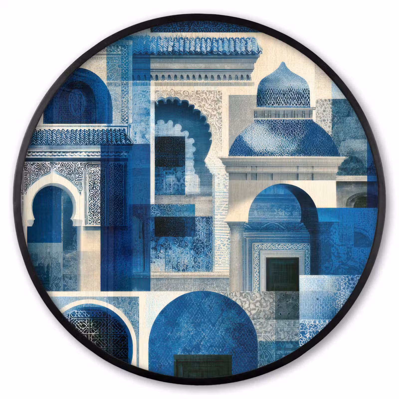 Ronde fotolijst - Abstract - Islamitisch - Blauw - Wit — 1