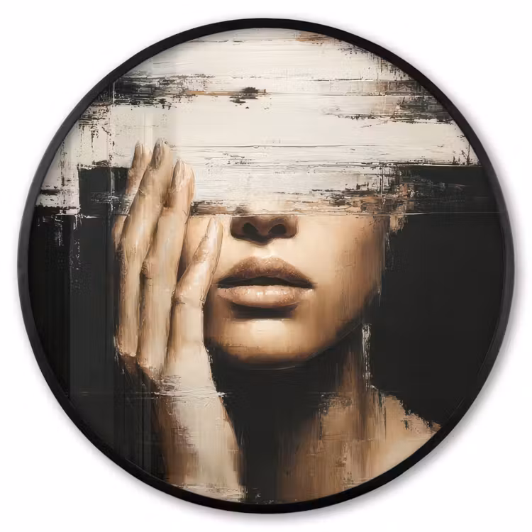 Ronde fotolijst - Hand - Gezicht - Strepen - Abstract — 1