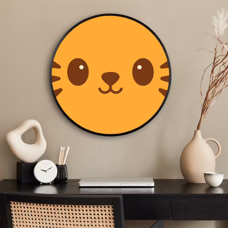 Ronde fotolijst - Kat - Simplistisch - Oranje - Vrolijk — 2