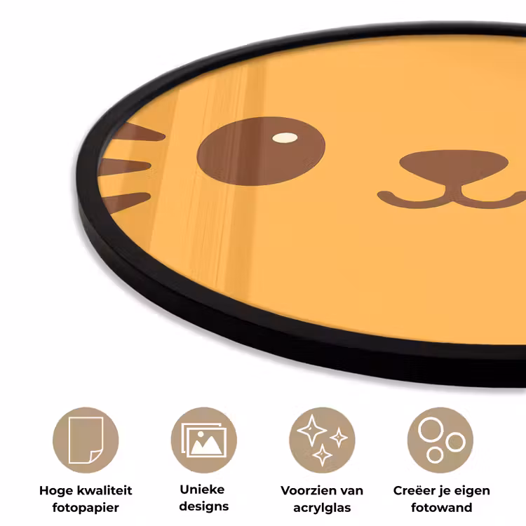 Ronde fotolijst - Kat - Simplistisch - Oranje - Vrolijk — 5