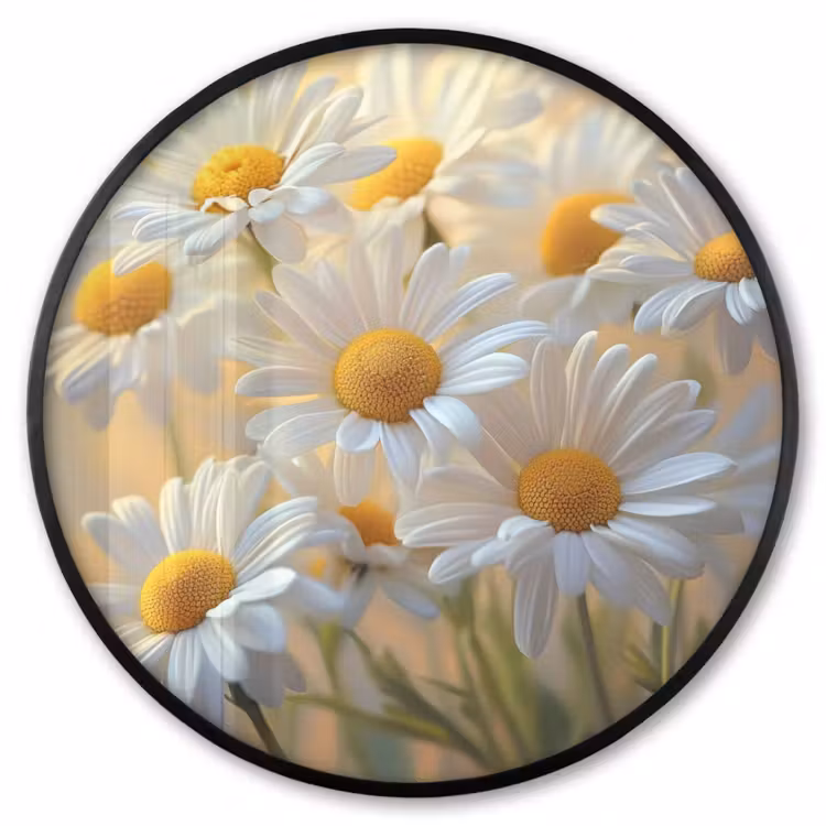 Ronde fotolijst - Madeliefjes - Wit - Zonlicht — 1