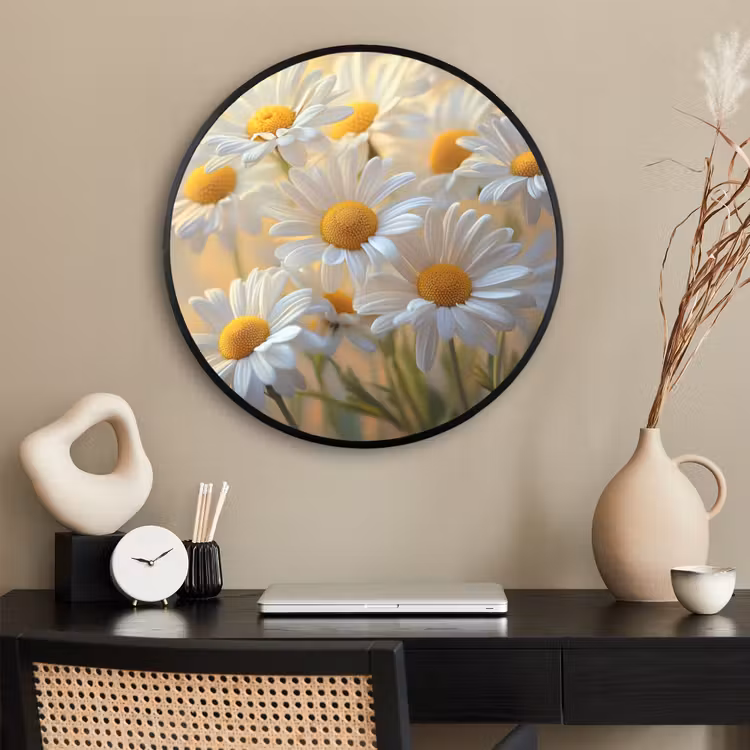 Ronde fotolijst - Madeliefjes - Wit - Zonlicht — 2