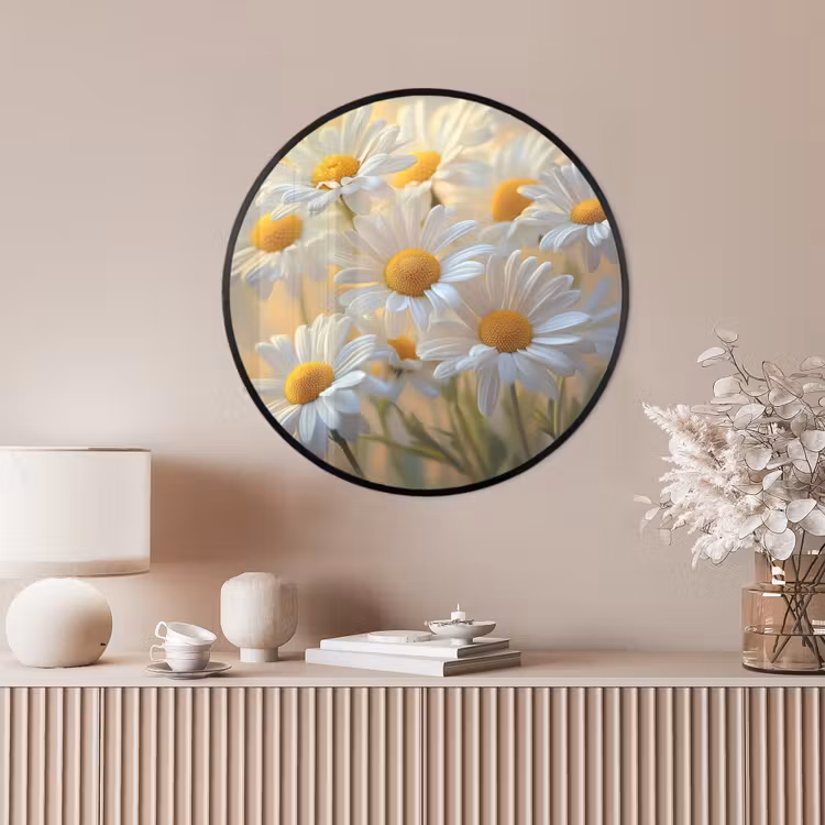 Ronde fotolijst - Madeliefjes - Wit - Zonlicht — 4