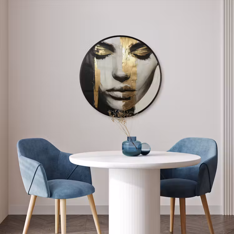 Ronde fotolijst - Ogen - Gezicht - Goud - Strepen — 3