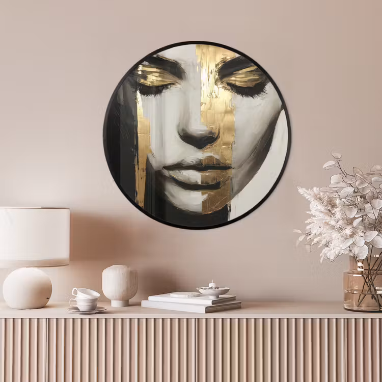 Ronde fotolijst - Ogen - Gezicht - Goud - Strepen — 4