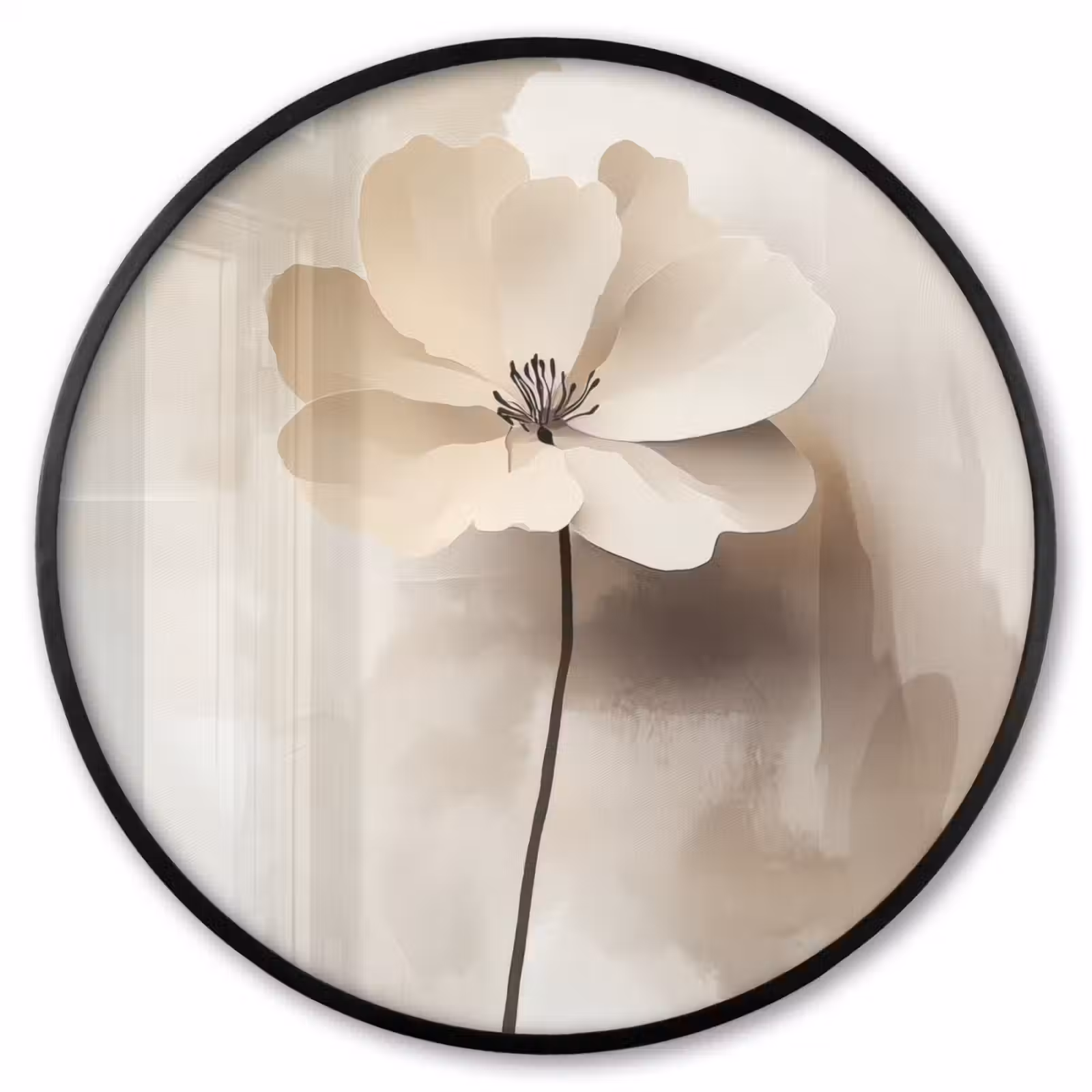 Ronde fotolijst - Bloem - Beige - Verf - Schaduw — 1