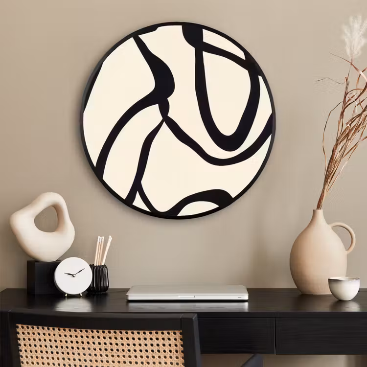 Ronde fotolijst - Abstract - Lijnen - Modern - Beige — 2