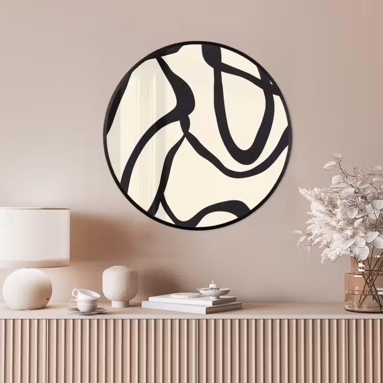 Ronde fotolijst - Abstract - Lijnen - Modern - Beige — 4