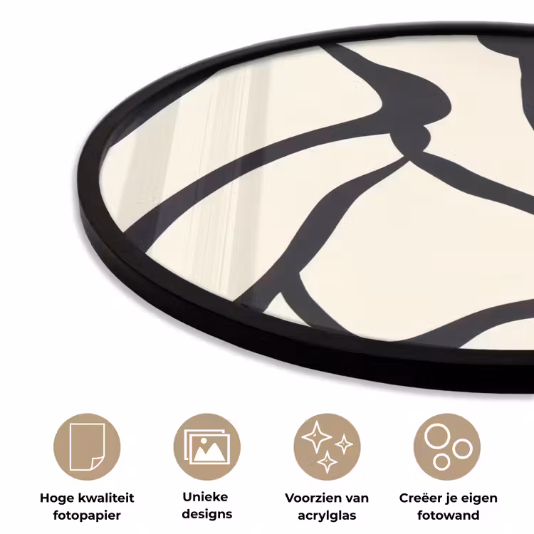 Ronde fotolijst - Abstract - Lijnen - Modern - Beige — 5