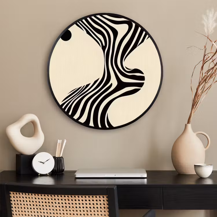 Ronde fotolijst - Beige - Lijnen - Golvend - Abstract — 2