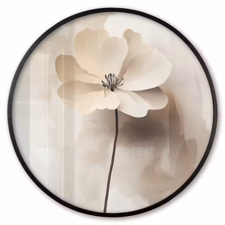 Ronde fotolijst - Bloem - Beige - Verf - Schaduw — 1