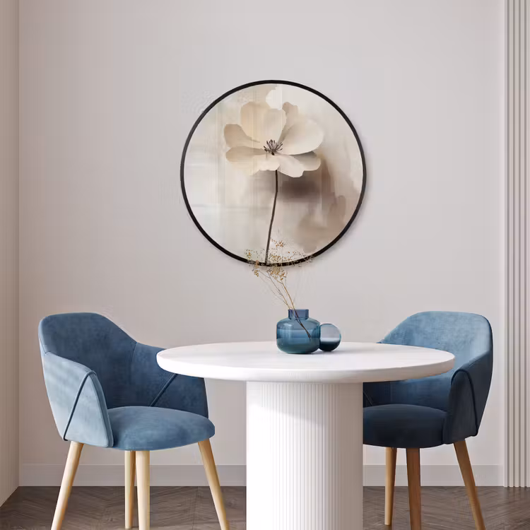 Ronde fotolijst - Bloem - Beige - Verf - Schaduw — 3