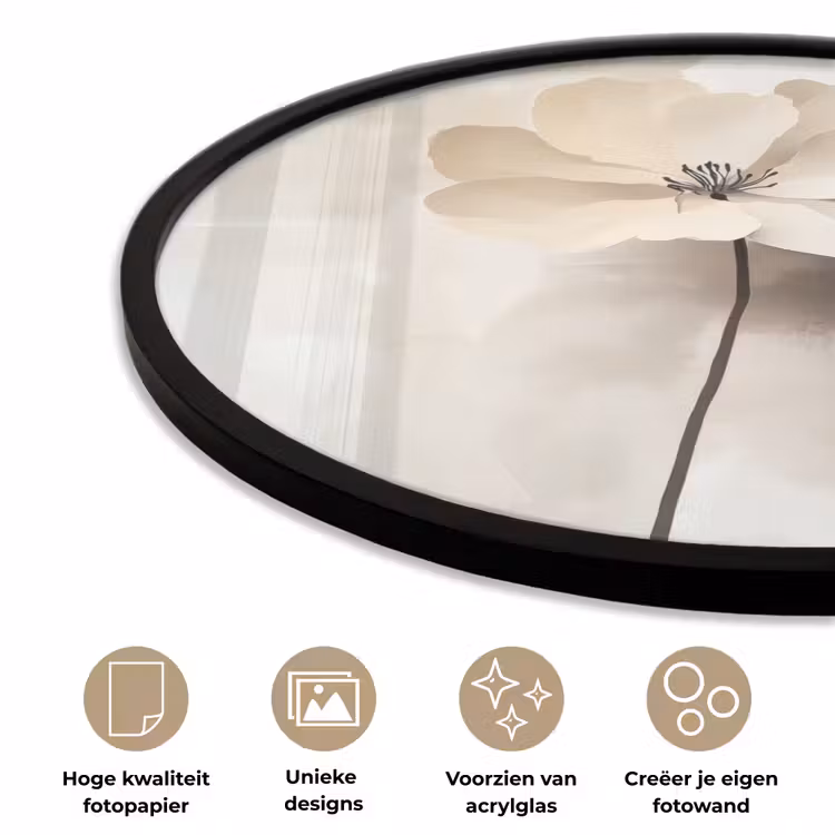 Ronde fotolijst - Bloem - Beige - Verf - Schaduw — 5