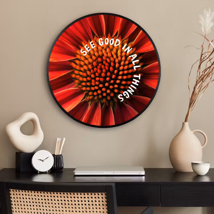 Ronde fotolijst - Close up - Bloem - Quote - Rood — 2
