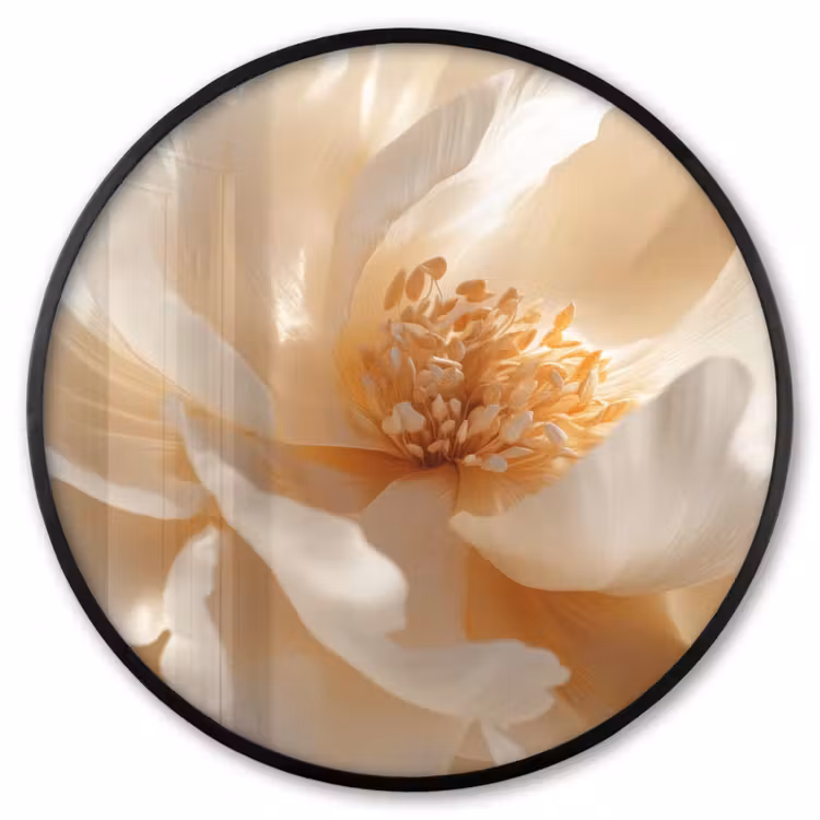 Ronde fotolijst - Close up - Pioenroos - Wit — 1