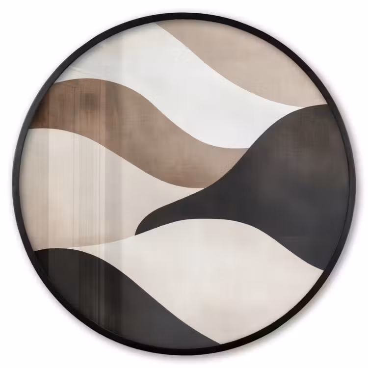 Ronde fotolijst - Golven - Abstract - Beige — 1